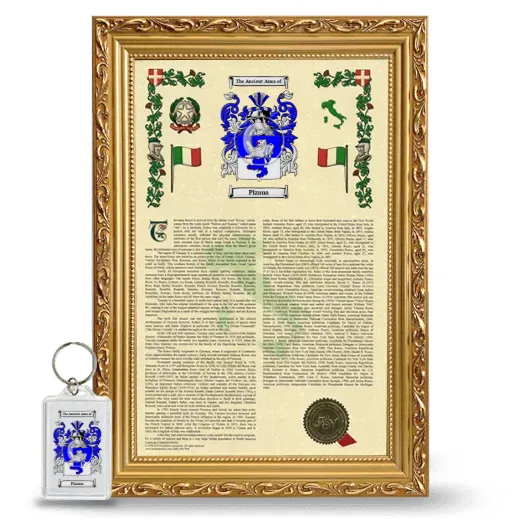 Pizana Framed Armorial History and Keychain - Gold