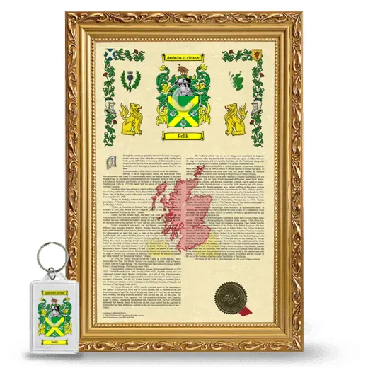 Polik Framed Armorial History and Keychain - Gold