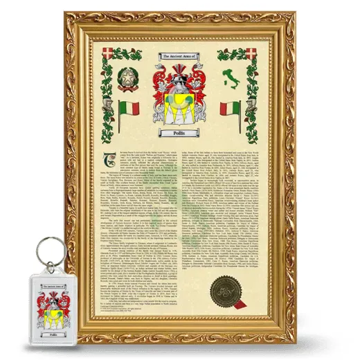 Pollis Framed Armorial History and Keychain - Gold