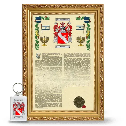 Pollock Framed Armorial History and Keychain - Gold