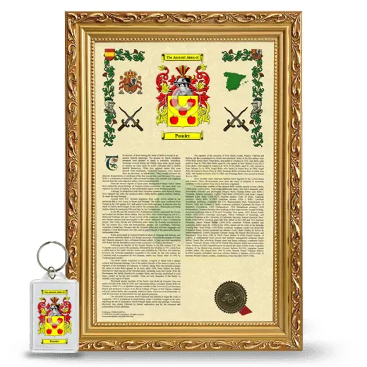 Pomier Framed Armorial History and Keychain - Gold