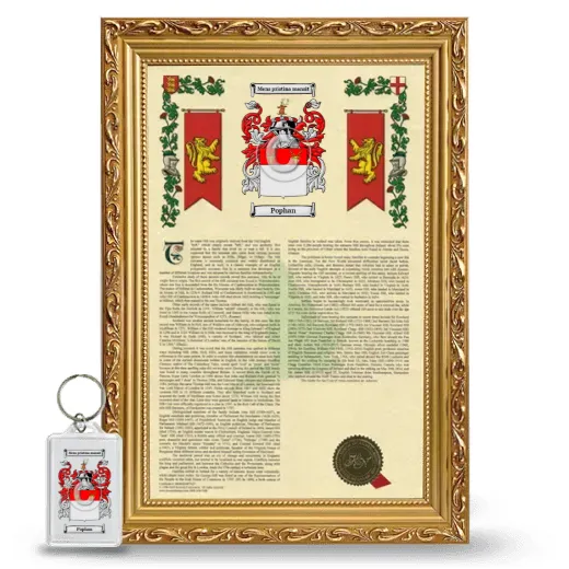 Pophan Framed Armorial History and Keychain - Gold