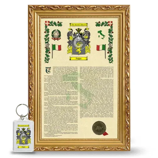 Poppa Framed Armorial History and Keychain - Gold