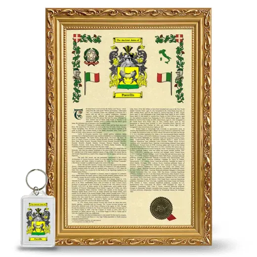 Porcellis Framed Armorial History and Keychain - Gold