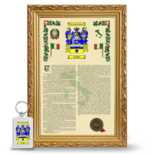Portilla Framed Armorial History and Keychain - Gold