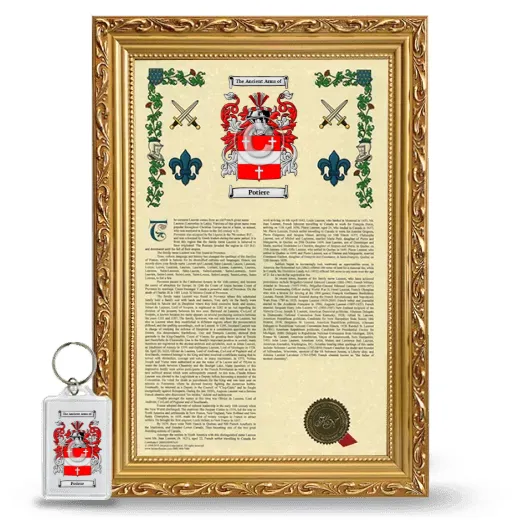Potiere Framed Armorial History and Keychain - Gold