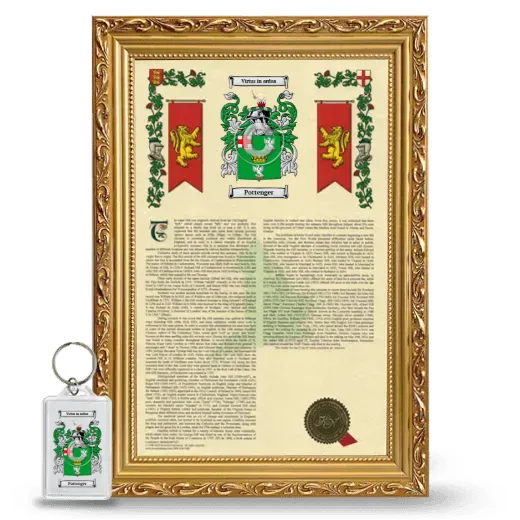 Pottenger Framed Armorial History and Keychain - Gold