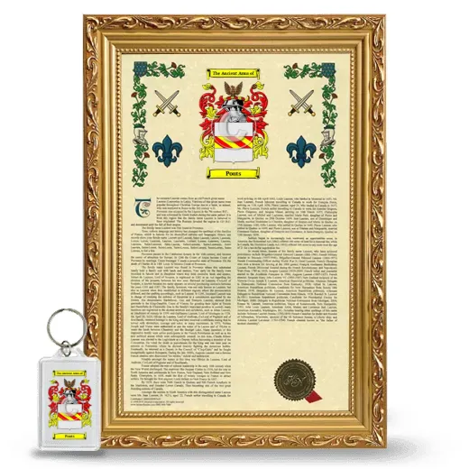 Pouts Framed Armorial History and Keychain - Gold