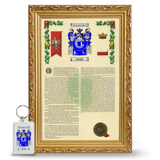 Pozniak Framed Armorial History and Keychain - Gold