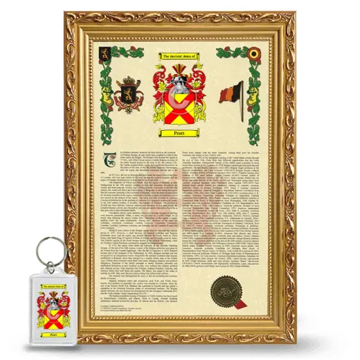 Pratt Framed Armorial History and Keychain - Gold