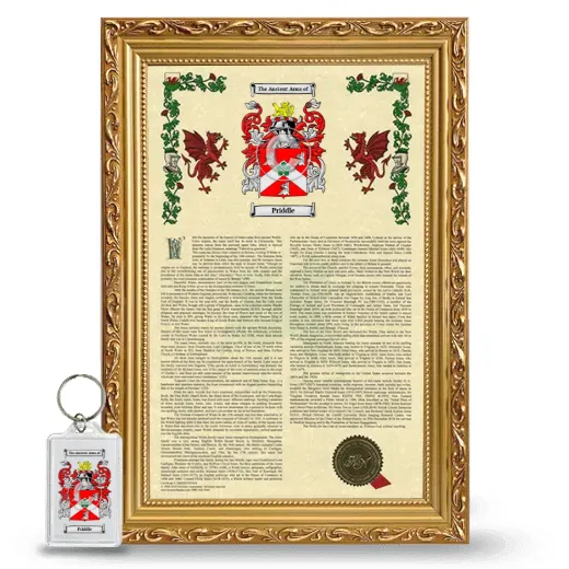 Priddle Framed Armorial History and Keychain - Gold