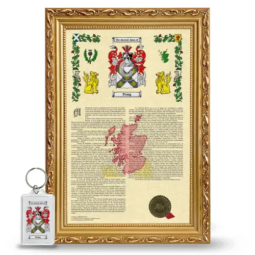 Prong Framed Armorial History and Keychain - Gold