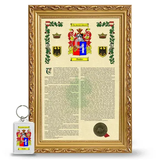 Prosise Framed Armorial History and Keychain - Gold