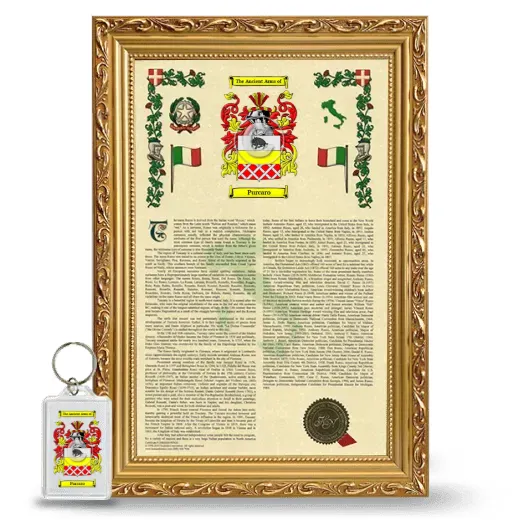 Purcaro Framed Armorial History and Keychain - Gold