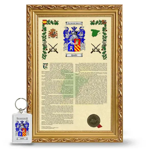 Quadri Framed Armorial History and Keychain - Gold