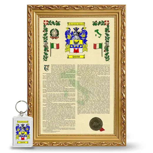 Quartini Framed Armorial History and Keychain - Gold