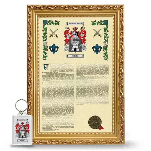 Rabelin Framed Armorial History and Keychain - Gold
