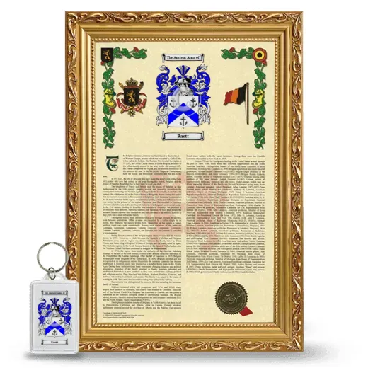 Raett Framed Armorial History and Keychain - Gold