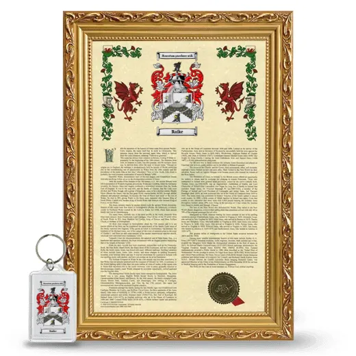 Raike Framed Armorial History and Keychain - Gold
