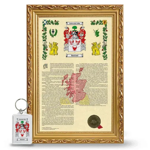 Rantoul Framed Armorial History and Keychain - Gold