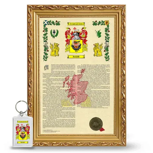 Ranude Framed Armorial History and Keychain - Gold