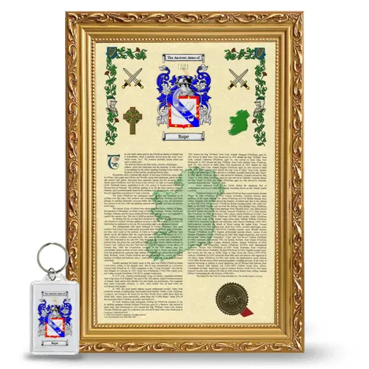Rape Framed Armorial History and Keychain - Gold