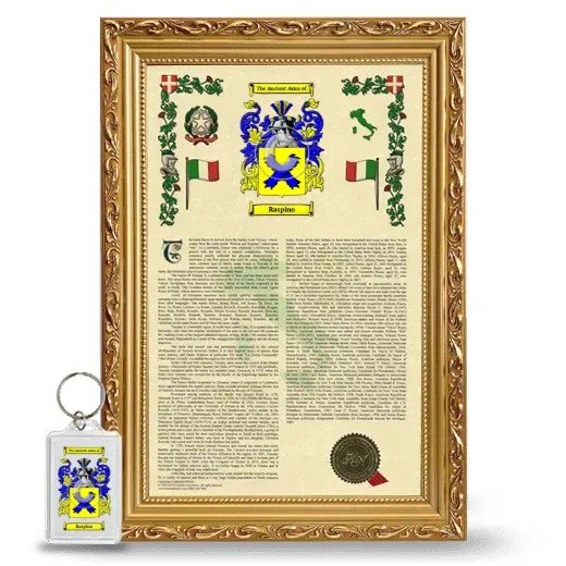 Raspino Framed Armorial History and Keychain - Gold