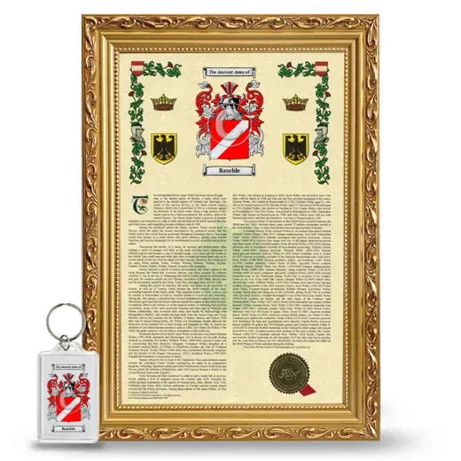 Rauchle Framed Armorial History and Keychain - Gold