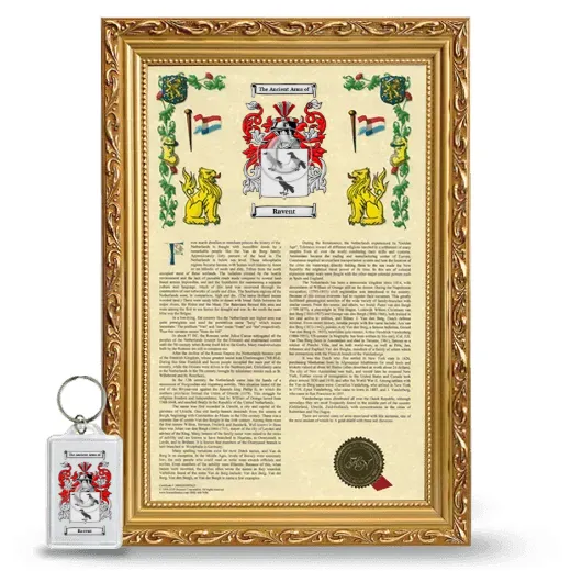 Ravent Framed Armorial History and Keychain - Gold