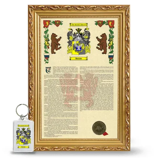 Razum Framed Armorial History and Keychain - Gold