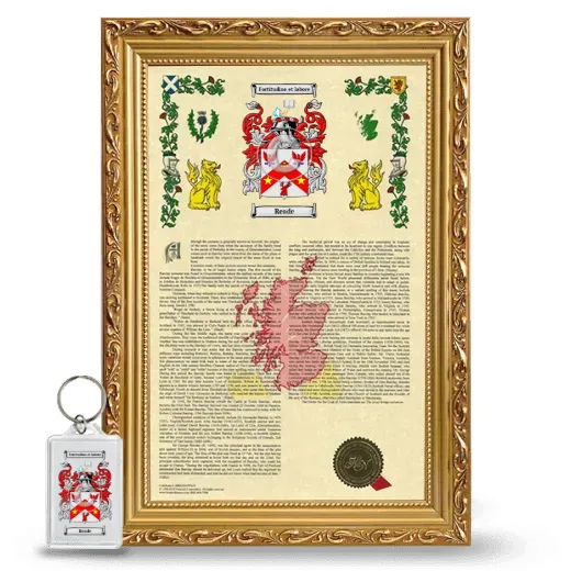 Reade Framed Armorial History and Keychain - Gold