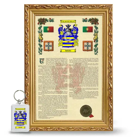 Rebello Framed Armorial History and Keychain - Gold
