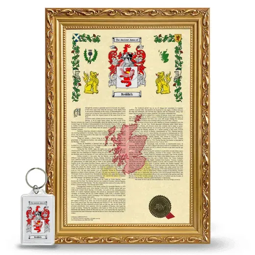 Reddich Framed Armorial History and Keychain - Gold