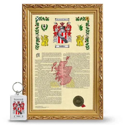Reddien Framed Armorial History and Keychain - Gold
