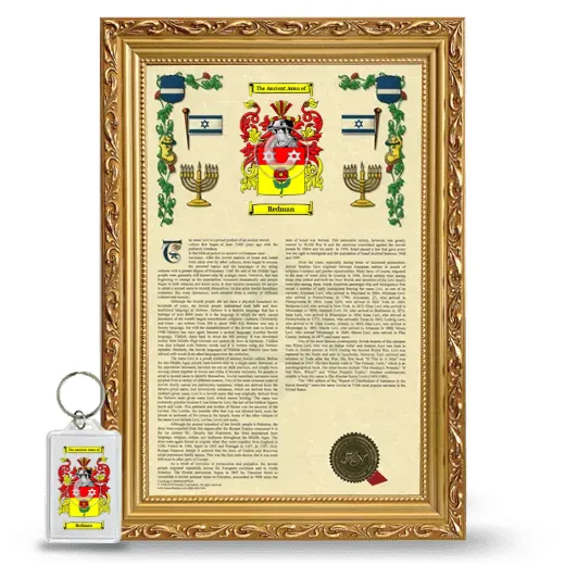 Redman Framed Armorial History and Keychain - Gold