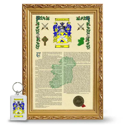 Rego Framed Armorial History and Keychain - Gold