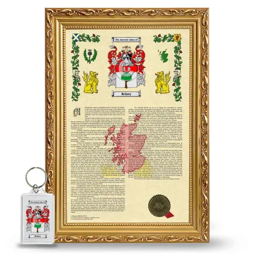 Reiney Framed Armorial History and Keychain - Gold