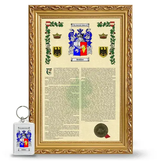 Reinher Framed Armorial History and Keychain - Gold