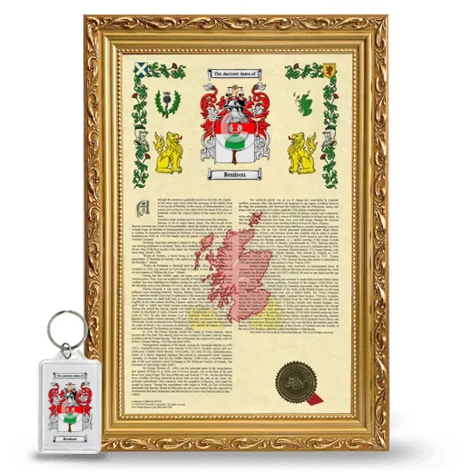 Renison Framed Armorial History and Keychain - Gold