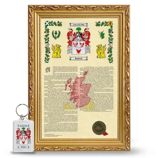 Rentoul Framed Armorial History and Keychain - Gold