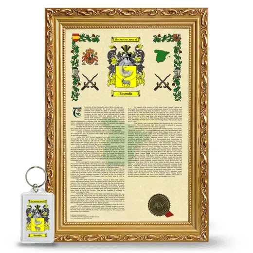 Resendiz Framed Armorial History and Keychain - Gold