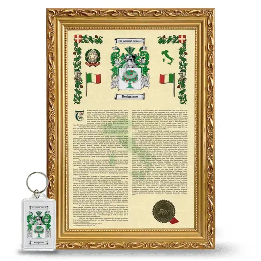 Resignano Framed Armorial History and Keychain - Gold