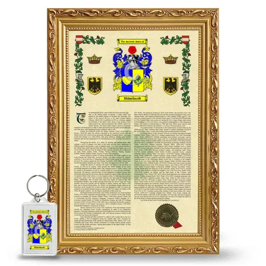 Rhinehardt Framed Armorial History and Keychain - Gold