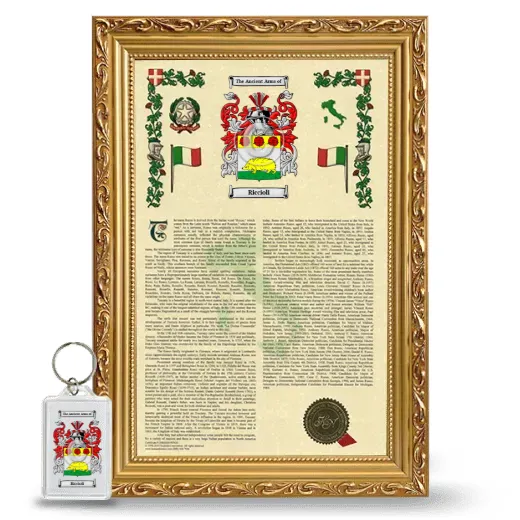 Riccioli Framed Armorial History and Keychain - Gold
