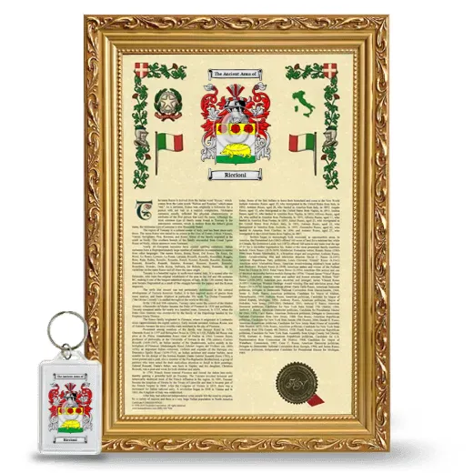 Riccioni Framed Armorial History and Keychain - Gold
