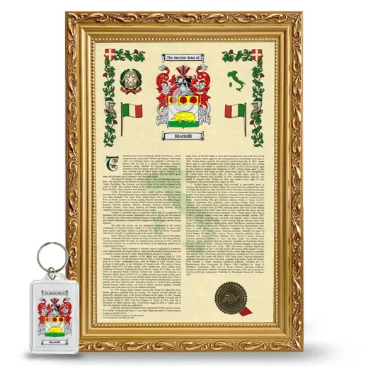 Ricciulli Framed Armorial History and Keychain - Gold