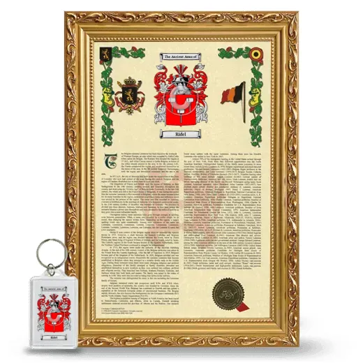 Ridel Framed Armorial History and Keychain - Gold