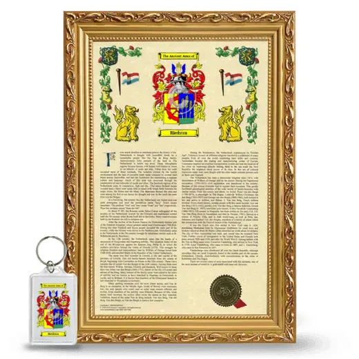 Riedstra Framed Armorial History and Keychain - Gold