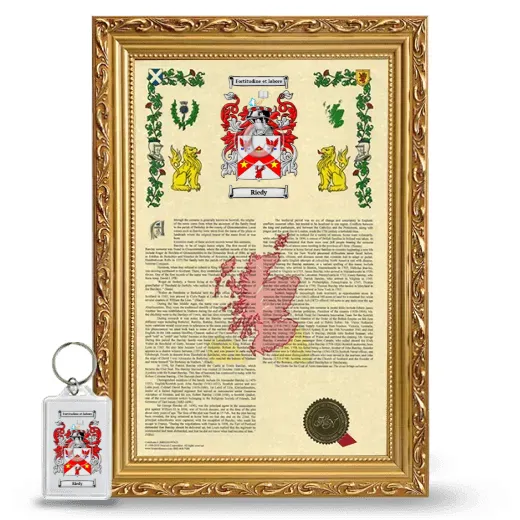 Riedy Framed Armorial History and Keychain - Gold
