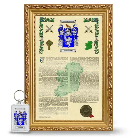 Roachforde Framed Armorial History and Keychain - Gold